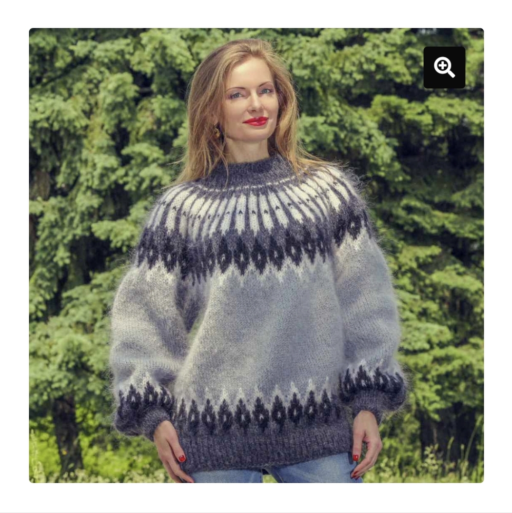 Vintage Icelandic Lopapeysa Wool Sweater in Gray Size Small
